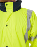 Taped Hi Vis Stretch PU Rain Coat - Yellow/Navy