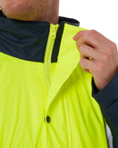 Taped Hi Vis Stretch PU Rain Coat - Yellow/Navy