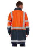 Taped Hi Vis Stretch PU Rain Coat - Orange/Navy