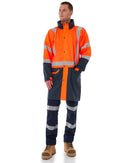 Taped Hi Vis Stretch PU Rain Coat - Orange/Navy