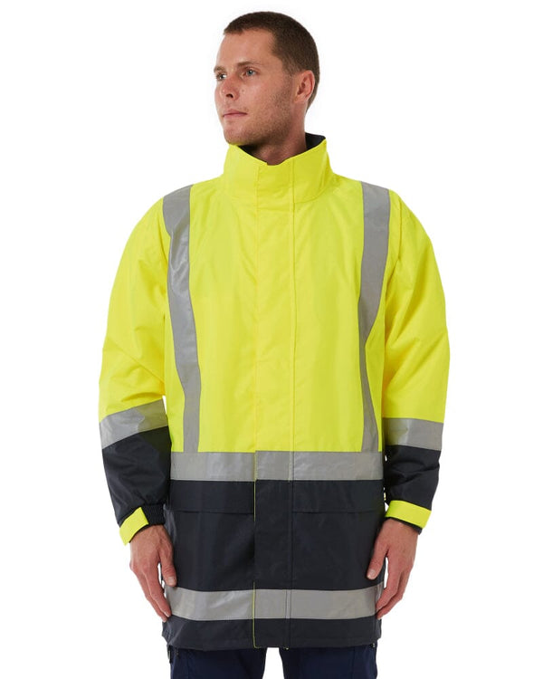 Taped Hi Vis Rain Shell Jacket - Yellow/Navy