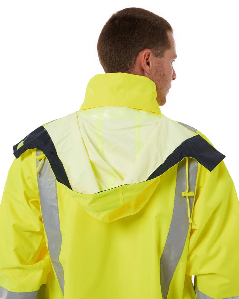 Taped Hi Vis Rain Shell Jacket - Yellow/Navy