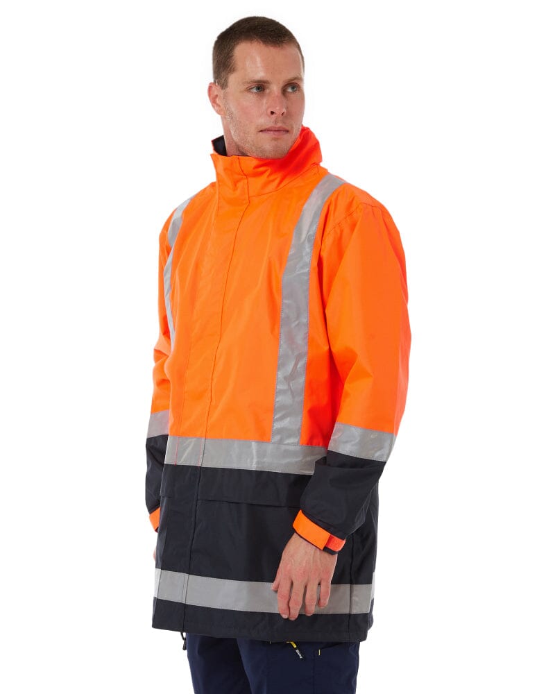 Taped Hi Vis Rain Shell Jacket - Orange/Navy