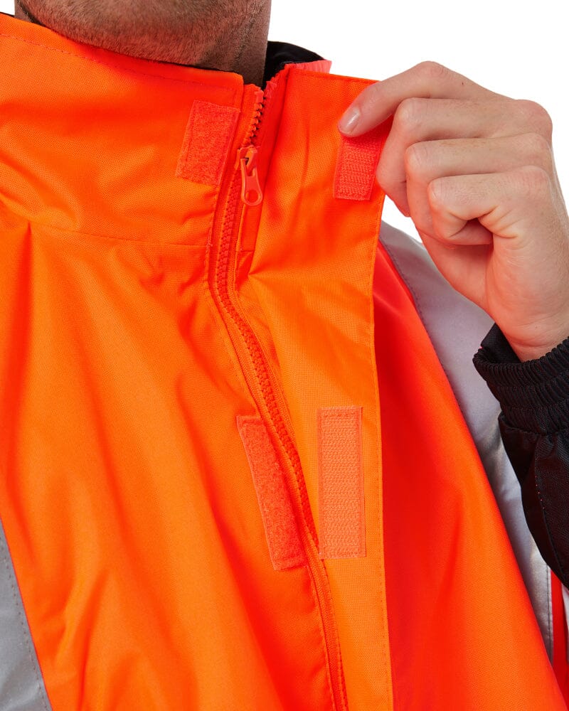 Taped Hi Vis Rain Shell Jacket - Orange/Navy