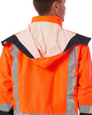 Taped Hi Vis Rain Shell Jacket - Orange/Navy
