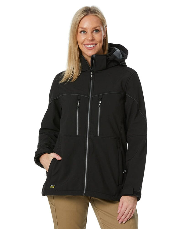 Womens Flex and Move Hooded Soft Shell Jacket - Black