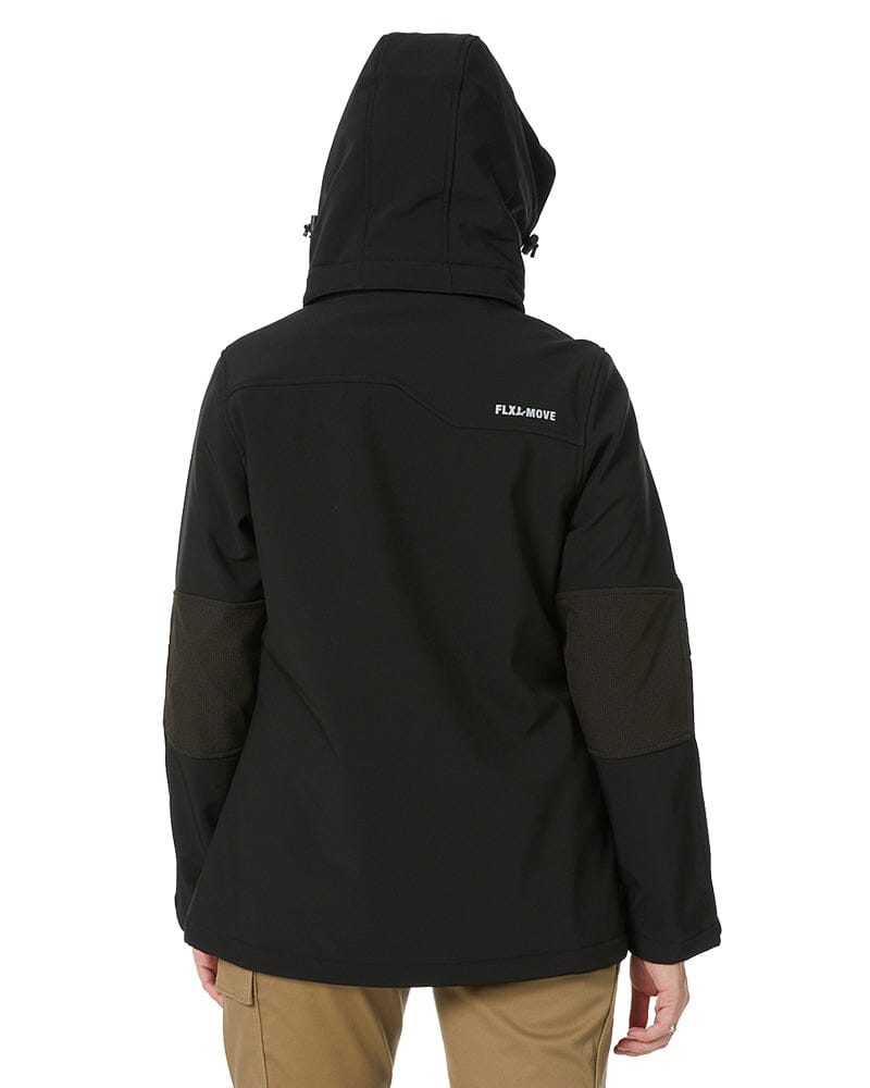 Womens Flex and Move Hooded Soft Shell Jacket - Black