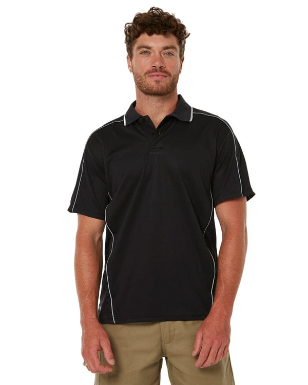 Cool Mesh Polo Shirt With Reflective Piping - Black