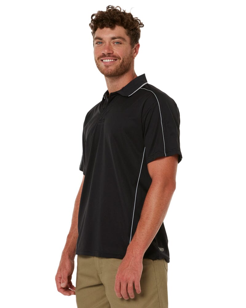 Cool Mesh Polo Shirt With Reflective Piping - Black