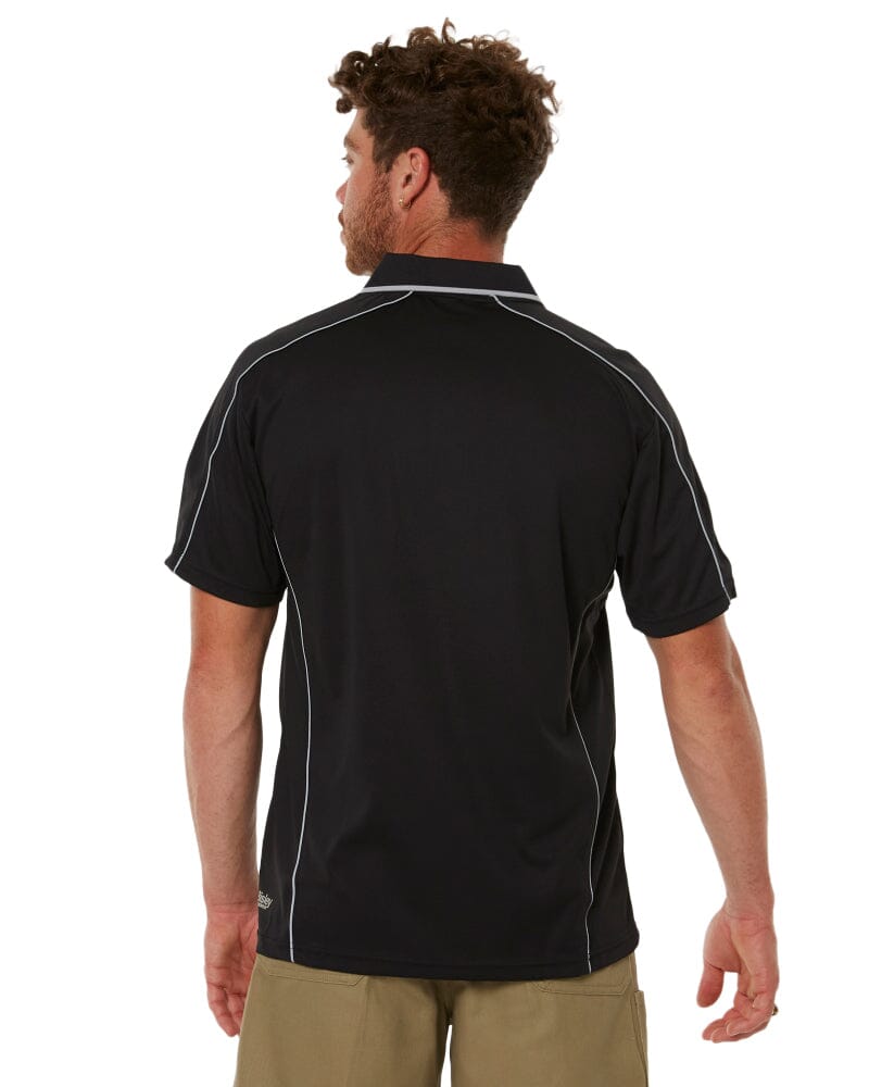 Cool Mesh Polo Shirt With Reflective Piping - Black