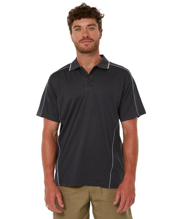 Cool Mesh Polo Shirt With Reflective Piping - Charcoal