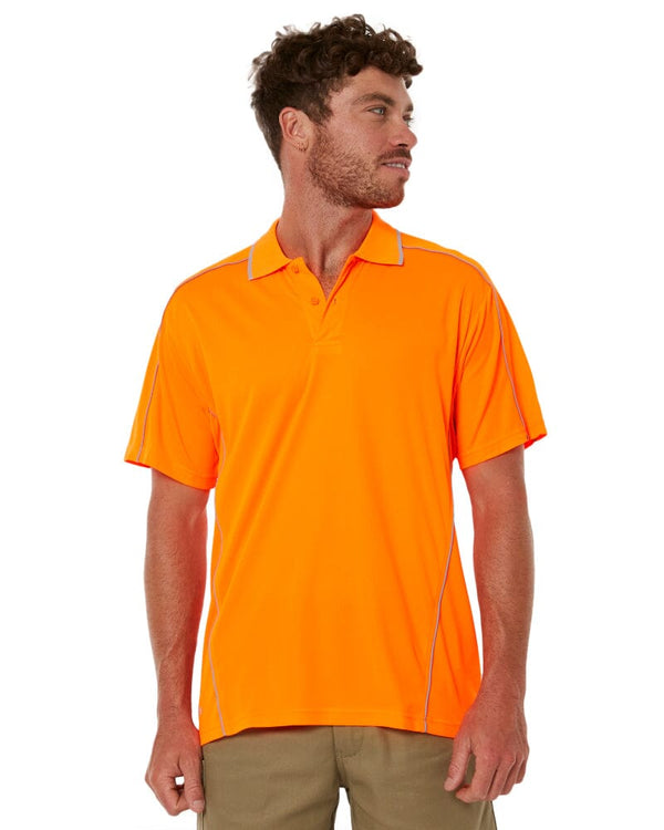 Cool Mesh Polo Shirt With Reflective Piping - Hi Vis Orange