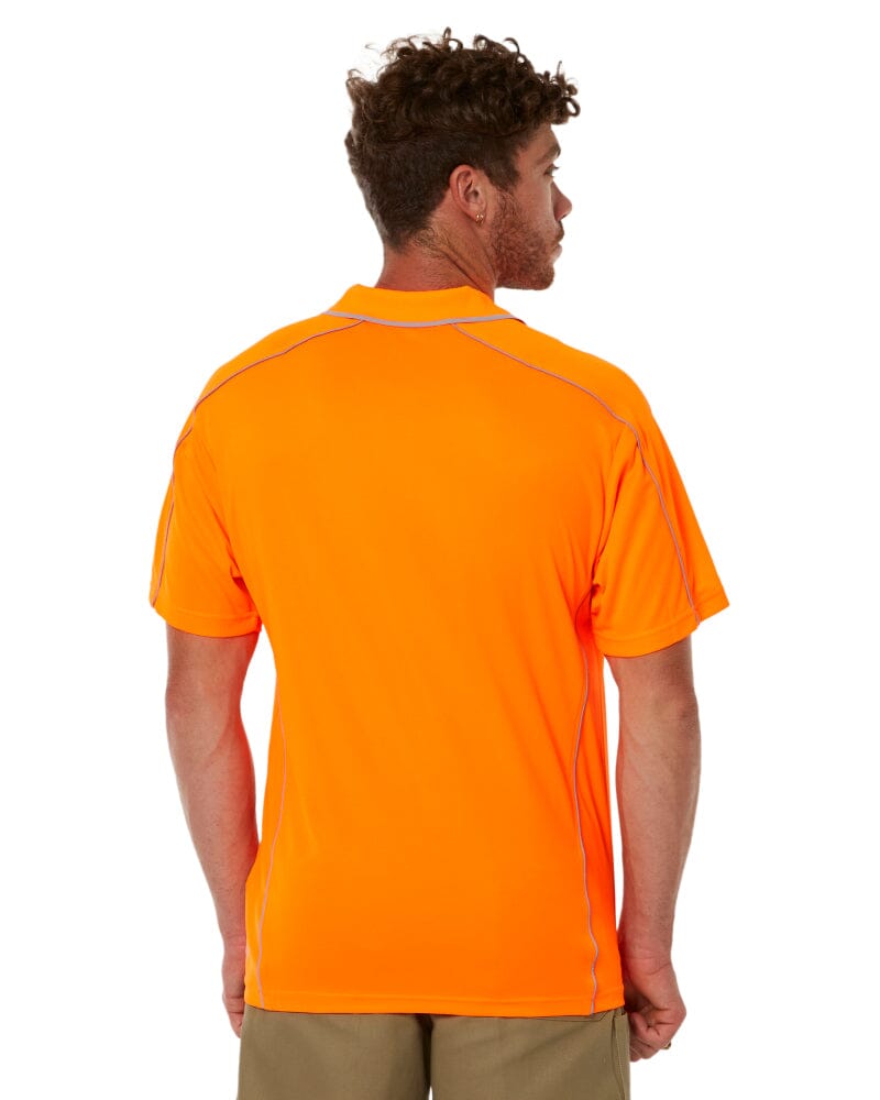 Cool Mesh Polo Shirt With Reflective Piping - Hi Vis Orange