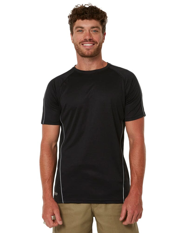 Cool Mesh Tee With Reflective Piping - Black