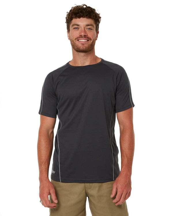 Cool Mesh Tee With Reflective Piping - Charcoal