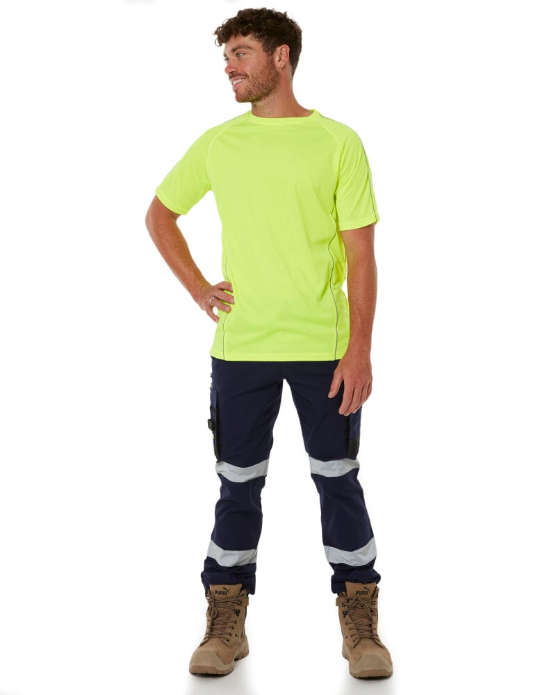 Cool Mesh Tee With Reflective Piping - Hi Vis Yellow