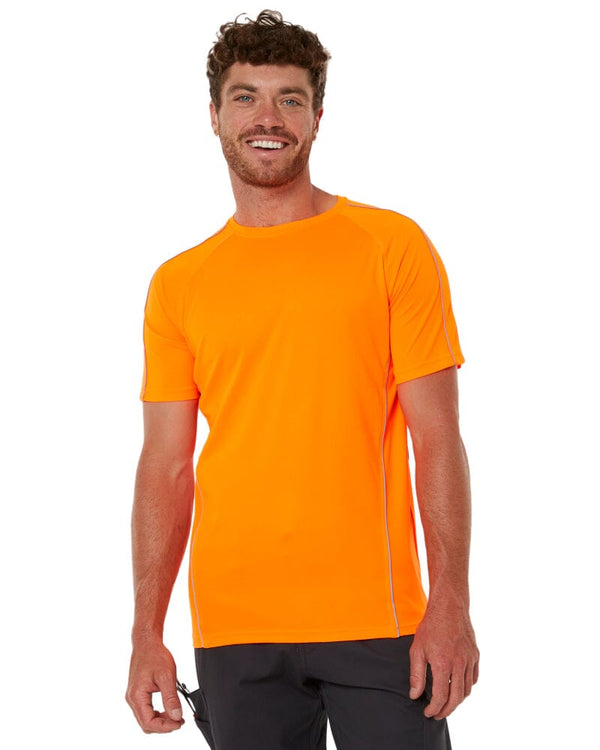 Cool Mesh Tee With Reflective Piping - Hi Vis Orange