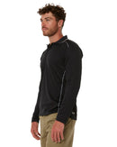 Cool Mesh LS Polo Shirt With Reflective Piping - Black