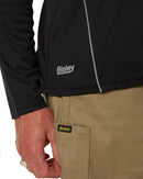 Cool Mesh LS Polo Shirt With Reflective Piping - Black