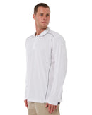 Cool Mesh LS Polo Shirt With Reflective Piping - White