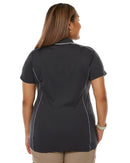 Womens Cool Mesh Polo Shirt With Reflective Piping - Charcoal