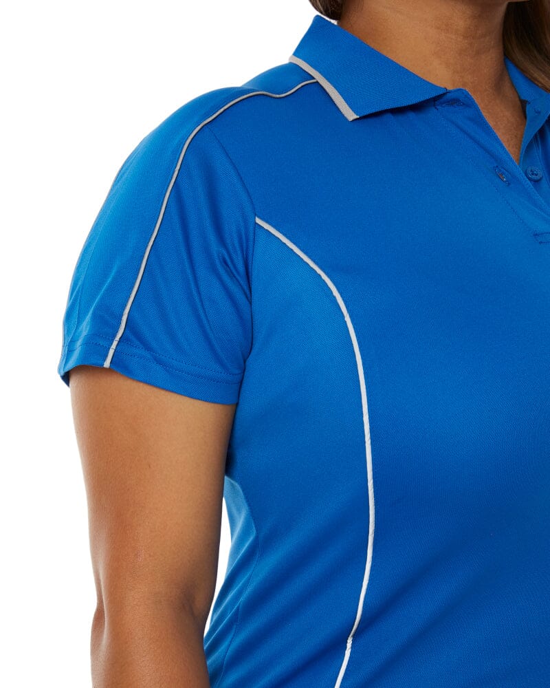 Womens Cool Mesh Polo Shirt With Reflective Piping - Royal