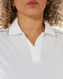 Womens Cool Mesh Polo Shirt With Reflective Piping - White