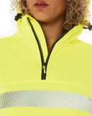 Womens Flex and Move Hi Vis Taped Liquid Repellent Fleece Hoodie - Yellow/Navy