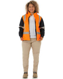 Womens Taped Hi Vis 5 In 1 Rain Jacket - Orange/Navy