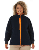 Womens Taped Hi Vis 5 In 1 Rain Jacket - Orange/Navy