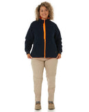 Womens Taped Hi Vis 5 In 1 Rain Jacket - Orange/Navy