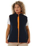 Womens Taped Hi Vis 5 In 1 Rain Jacket - Orange/Navy