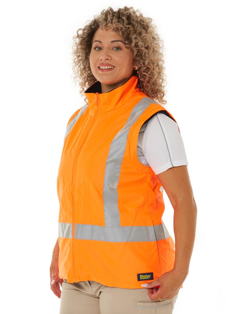 Womens Taped Hi Vis 5 In 1 Rain Jacket - Orange/Navy