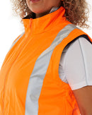 Womens Taped Hi Vis 5 In 1 Rain Jacket - Orange/Navy