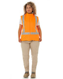 Womens Taped Hi Vis 5 In 1 Rain Jacket - Orange/Navy
