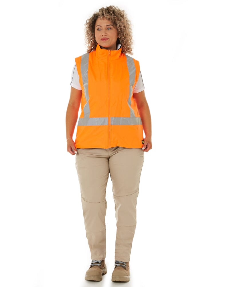 Womens Taped Hi Vis 5 In 1 Rain Jacket - Orange/Navy
