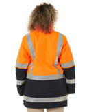 Womens Taped Hi Vis 5 In 1 Rain Jacket - Orange/Navy