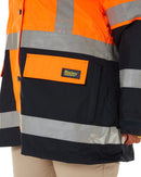 Womens Taped Hi Vis 5 In 1 Rain Jacket - Orange/Navy