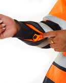 Womens Taped Hi Vis 5 In 1 Rain Jacket - Orange/Navy