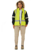 Womens Taped Hi Vis 5 In 1 Rain Jacket - Yellow/Navy