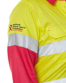 Womens Taped Hi Vis Cool Lightweight LS Drill Shirt - Yellow/Pink