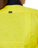 Womens Hi Vis Cool Lightweight LS Drill Shirt - Yellow/Navy