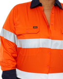 3M Taped Hi Vis Cool Lightweight LS Shirt - Orange/Navy