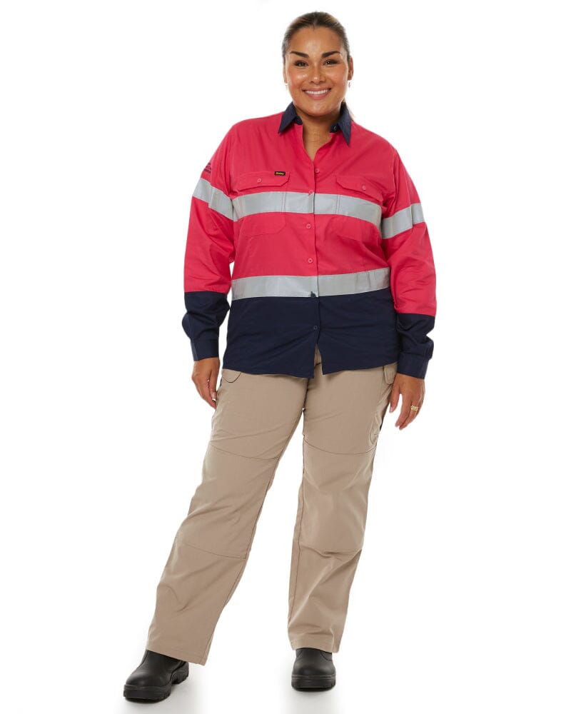 3M Taped Hi Vis Cool Lightweight LS Shirt - Pink/Navy