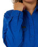 Womens Closed Front Lightweight LS Drill Shirt - Royal