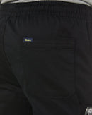 Stretch Cotton Drill Elastic Waist Cargo Pant - Black