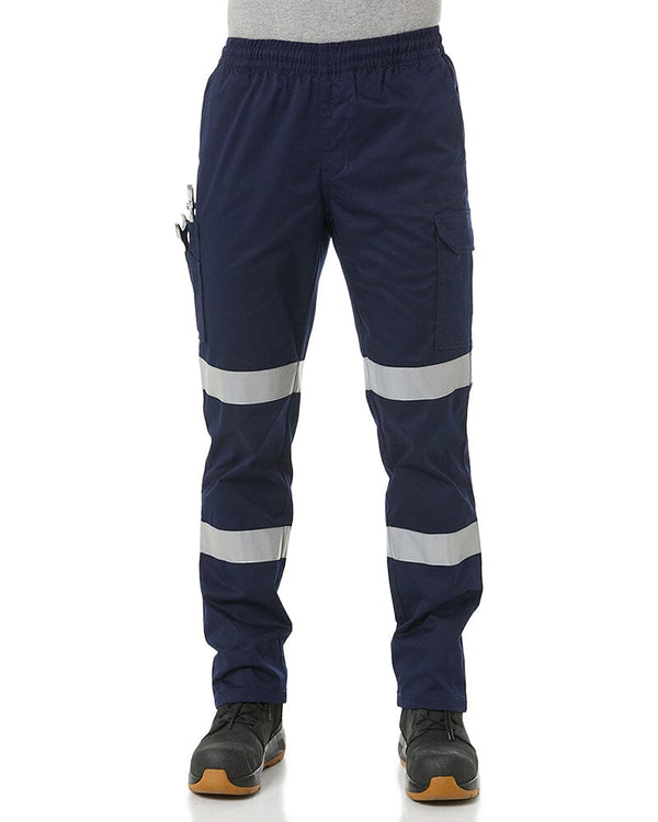 Taped Biomotion Stretch Cotton Drill Elastic Waist Cargo Work Pant - Navy