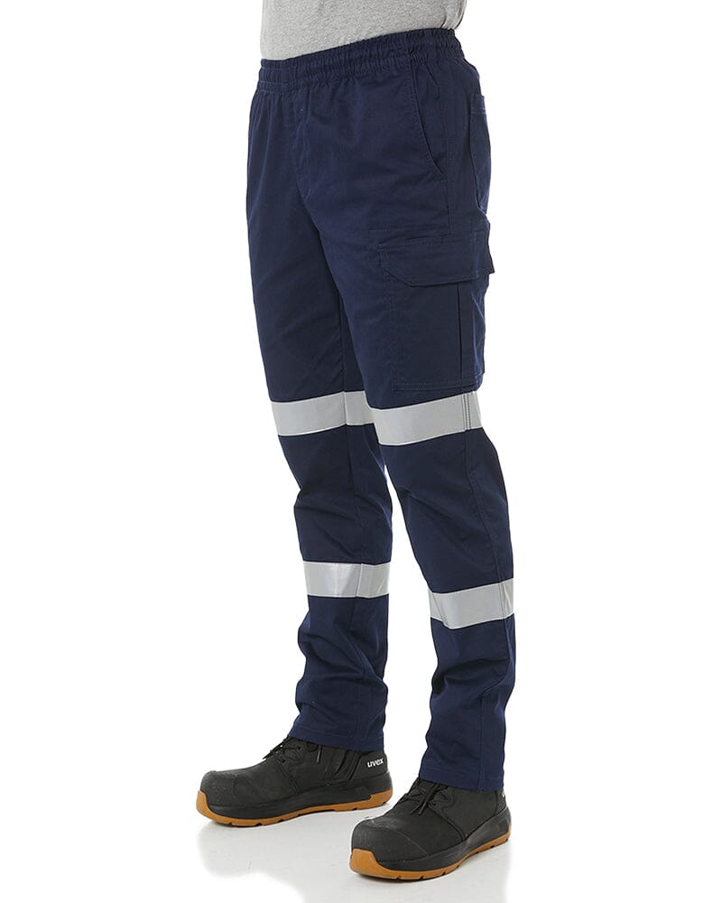 Taped Biomotion Stretch Cotton Drill Elastic Waist Cargo Work Pant - Navy