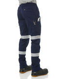 Taped Biomotion Stretch Cotton Drill Elastic Waist Cargo Work Pant - Navy