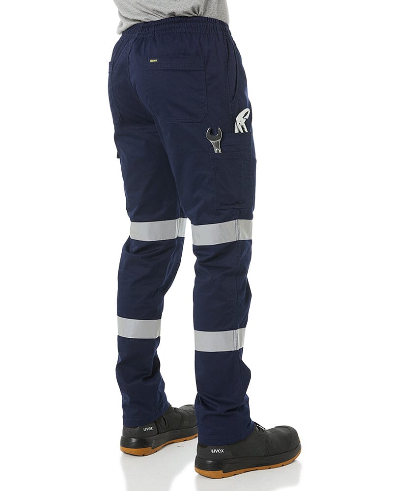 Taped Biomotion Stretch Cotton Drill Elastic Waist Cargo Work Pant - Navy